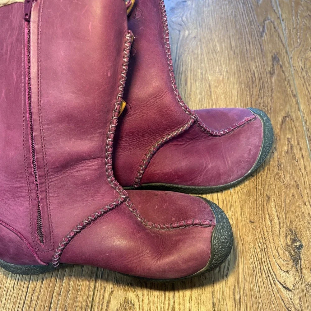 Keen Amar Purple Leather Toggle Mid-Calf Hiking Boots Womens 5‎ Sherpa Lined